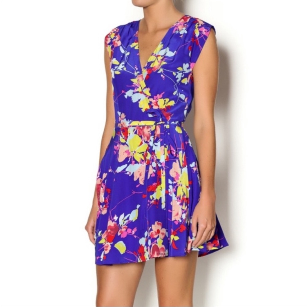 Yumi Kim Soho Mixer floral Dodger blue wrap dress